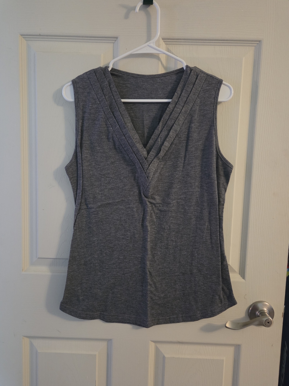 Women’s Grey V-Neck Sleeveless Top
